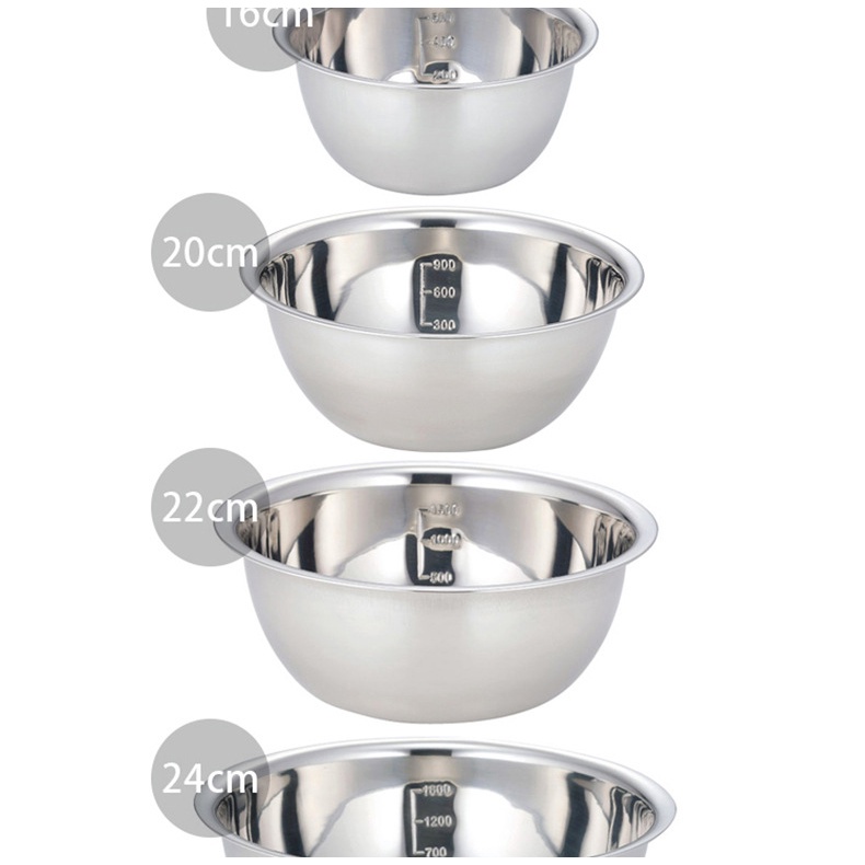 Bát Trộn INOX Xuất Nhật – Âu Trộn Salat, Set 5 Tô Inox Hàng Có Chia Vạch ml