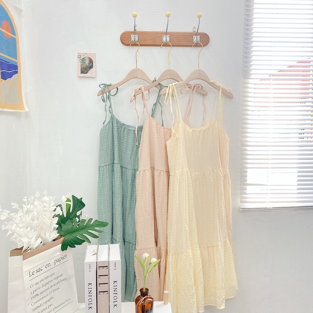 Váy Đầm Babydoll Hai Dây Dáng Dài Chất Vải Đũi Hàn Thoáng Mát, Váy Hai Dây Dáng Dài | BigBuy360 - bigbuy360.vn