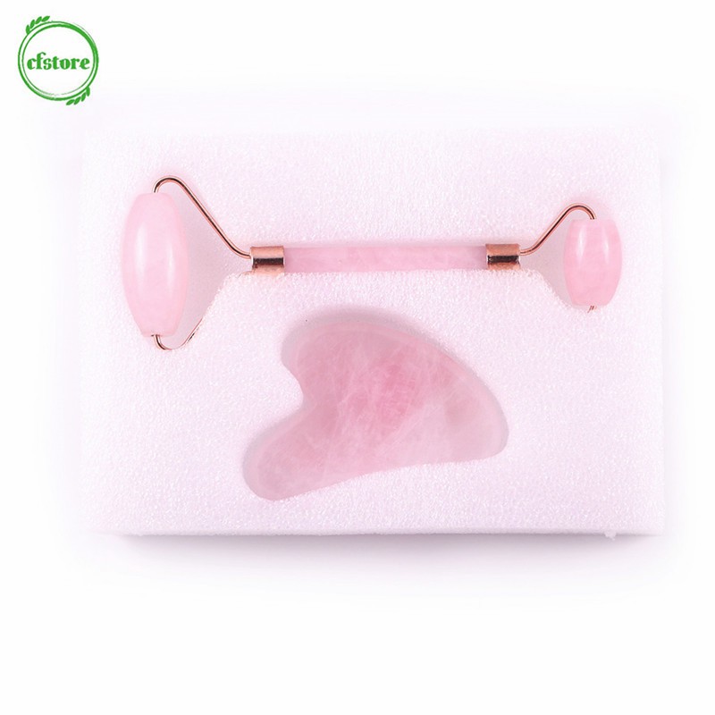 Dụng cụ massage mặt thon gọn làm bằng đá ngọc bích màu hồng hình dạng bắt mắt