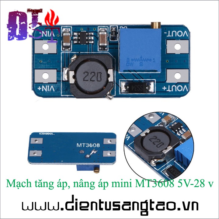 Mạch tăng áp, nâng áp mini MT3608 5V-28V ✅  ⚡
