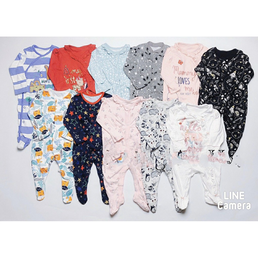 Sleepsuit Cotton, Body Cotton Dài Liền Tất Mix Hãng Cho Bé Hàng Xuất Dư Xịn Sò