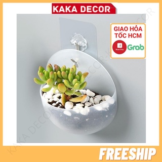 Giỏ hoa treo tường, chậu treo tường bằng nhựa trang trí nhà cửa - Tặng móc treo dán tường