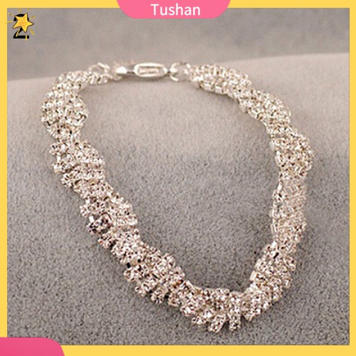 Vòng đeo tay mạ bạc đính đá sang trọng hợp thời trang