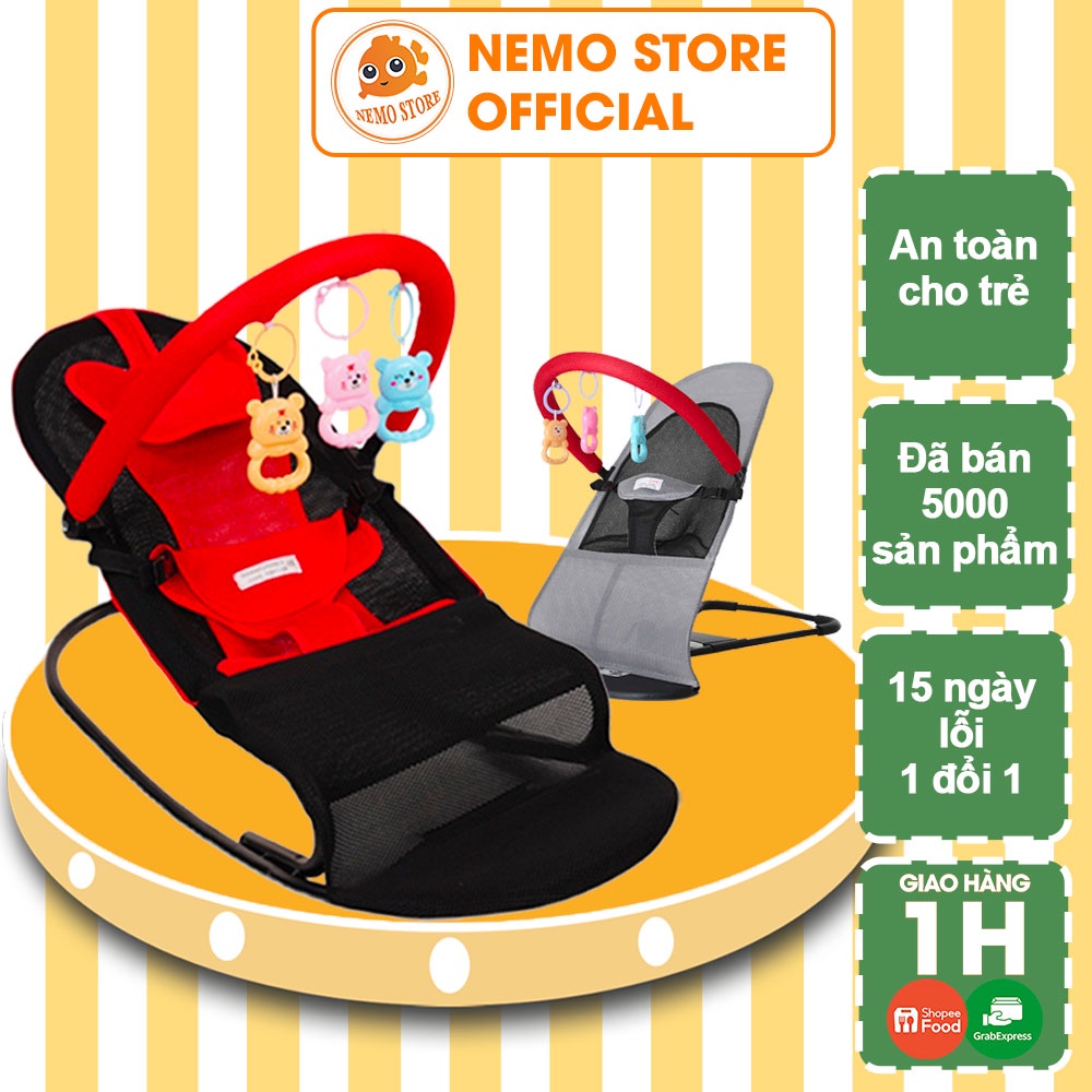 Ghế rung nhún cho bé sơ sinh bập bênh có đồ chơi đa năng thay nôi cho trẻ ngủ ăn dặm chơi Nemo Store