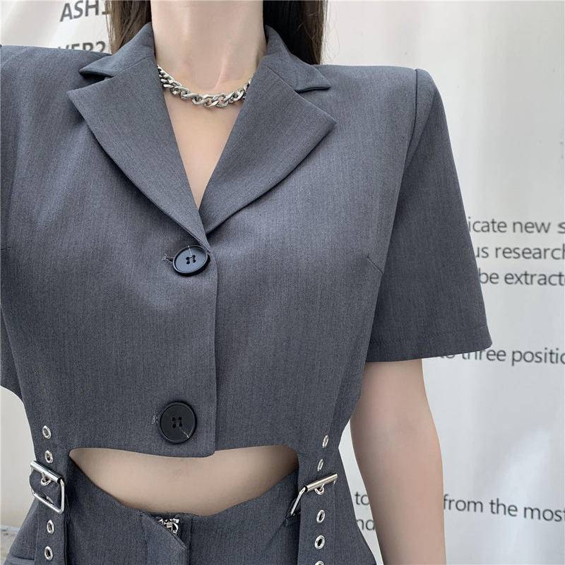 Váy Hai Mảnh Thắt Lưng Giả Cổ Điển Mùa Hè Đầm Thời Trang Thiết Kế Khoét Lỗ Cho Nữ