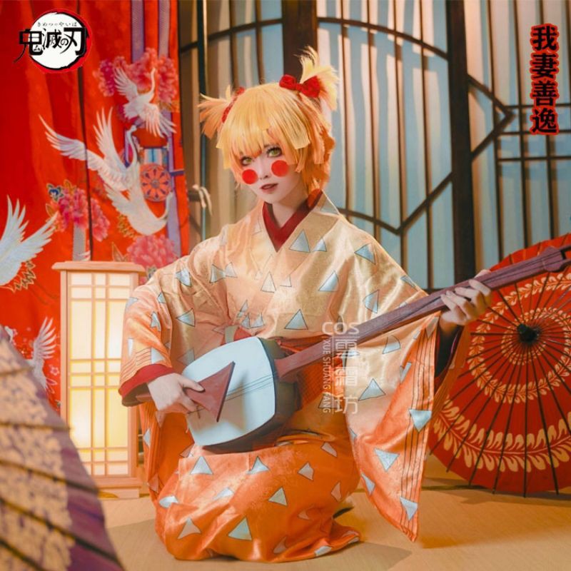 Set trang phục cosplay hoá trang Tanjiro Zenitsu Inosuke Kimetsu no Yaiba phố đèn đỏ