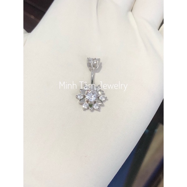 Khuyên rốn bạc 925 cao cấp, khuyên đeo rốn hình bông hoa nạm đá-Minh Tâm Jewelry