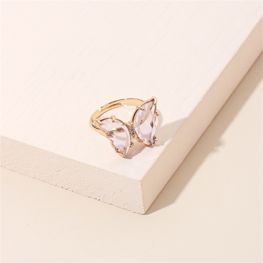 Nhẫn Acrylic Phối Kim Loại Hình Bướm Nhiều Màu Tùy Chỉnh Thời Trang Cho Nữ