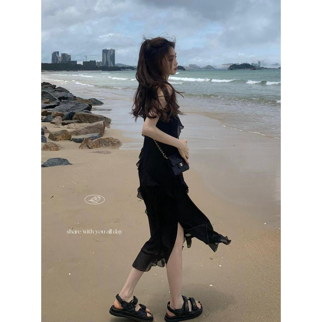 Đầm Hai Dây Dáng Dài Phối Bèo Phong Cách Thời Trang Mới 63722