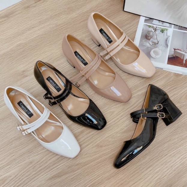 Giày cao gót phong kiểu dáng quý phái gót vuông cao 5 cm