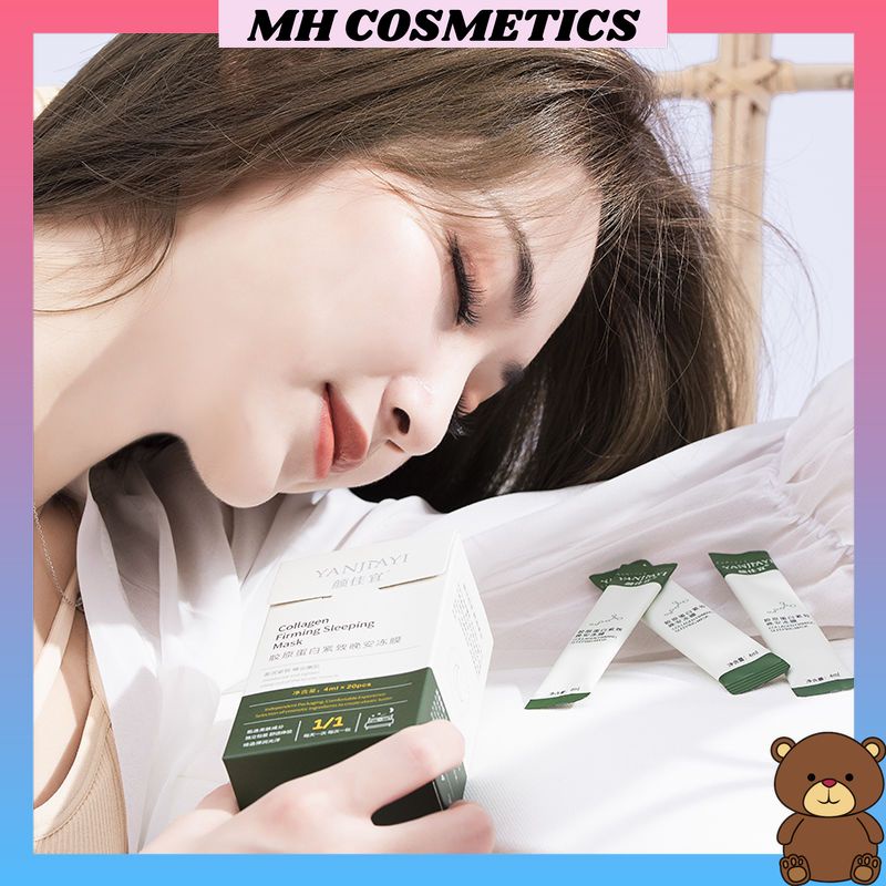 (Hộp 20 gói) Mặt nạ ngủ thạch collagen YANJIAYI giúp dưỡng trắng da nâng cơ, căng bóng