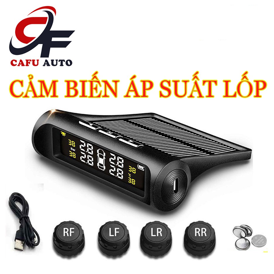 Cảm biến áp suất lốp cảm biến van ngoài TPMS chống nước, màn hình led, pin năng lượng mặt trời - CAFU VN