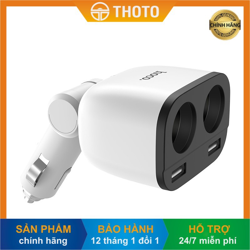 [Thoto Shop] Tẩu sạc nhanh ô tô cao cấp 3 trong 1 HOCO Z28 chia ra 2 tẩu, màn hình LED, 2 cổng USB - hàng chính hãng