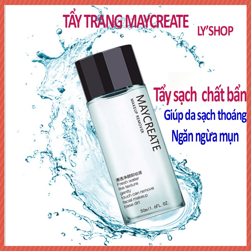 Nước tẩy trang Nước tẩy trang Maycreate Makeup Remover 50ml LYSHOP A21