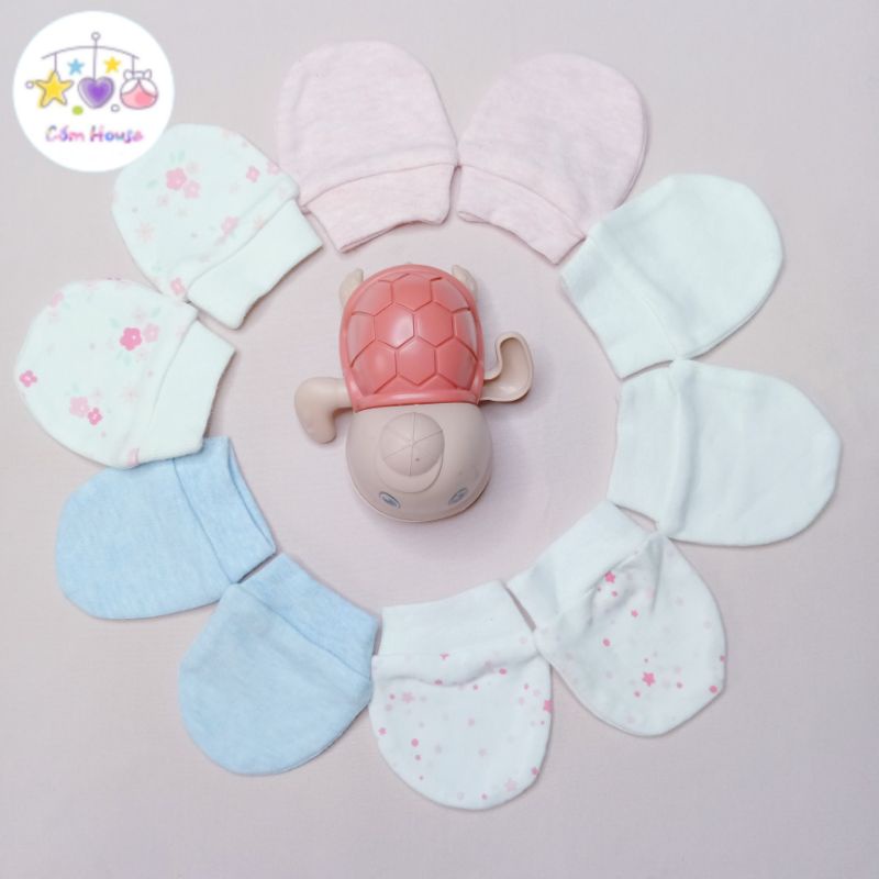 Set 2 Đôi Bao Tay Cotton Hữu Cơ Cho Bé Sơ Sinh