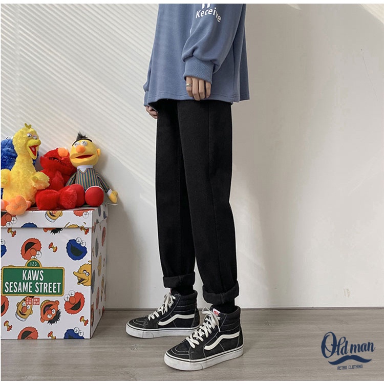 Quần Jeans Bò Nam Ống Suông, Quần Baggy Unisex Form Rộng, Phong Cách Hàn Quốc Vintage Retro OLDMAN
