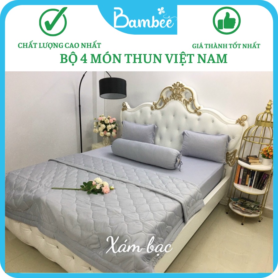 Bộ Ga Thun Lạnh 1 Màu Hàn Quốc 4 món, Bộ Ga Trơn 1 Màu HQ | BigBuy360 - bigbuy360.vn