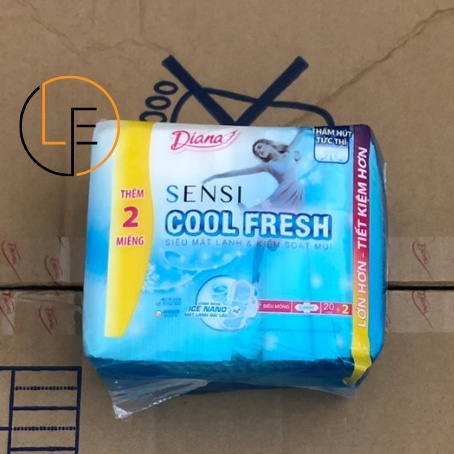 [Gói Lớn 20+2 Miếng] Băng vệ sinh Diana Sensi Cool Fresh Mát Lạnh Mặt Bông 23cm Có Cánh