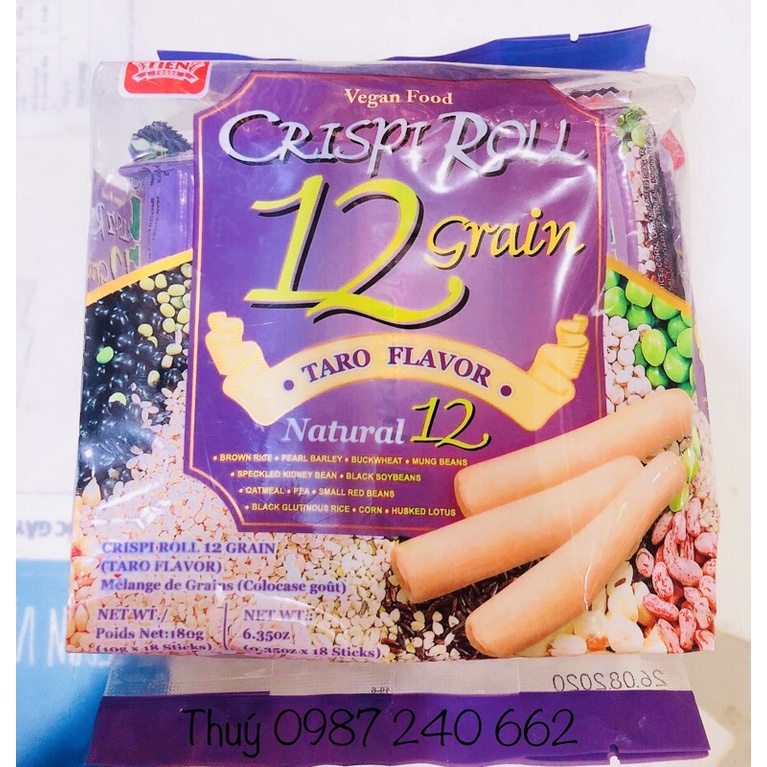 Bánh Quy Dinh Dưỡng 12 Loại Ngũ Cốc PeiTien Crispi Roll 12 Grain Vị Khoai Môn (Gói 180g)