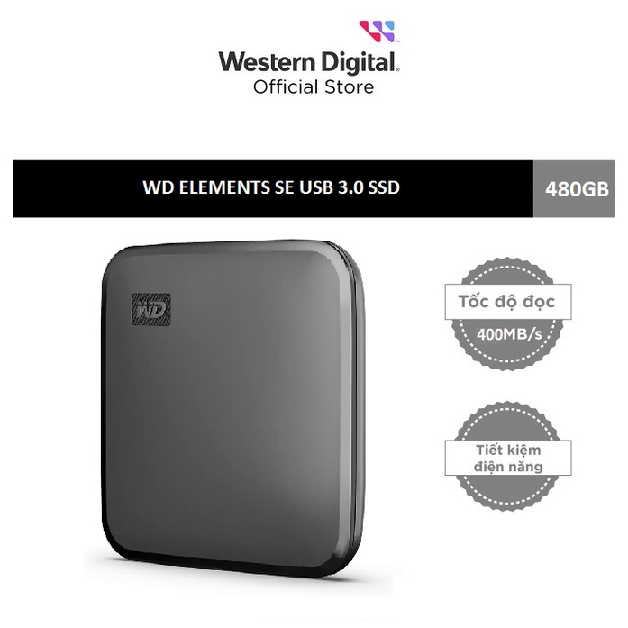 Ổ cứng di động 480GB External SSD Western Digital Elements SE USB 3.0 (WDBAYN0020BBK-WESN)