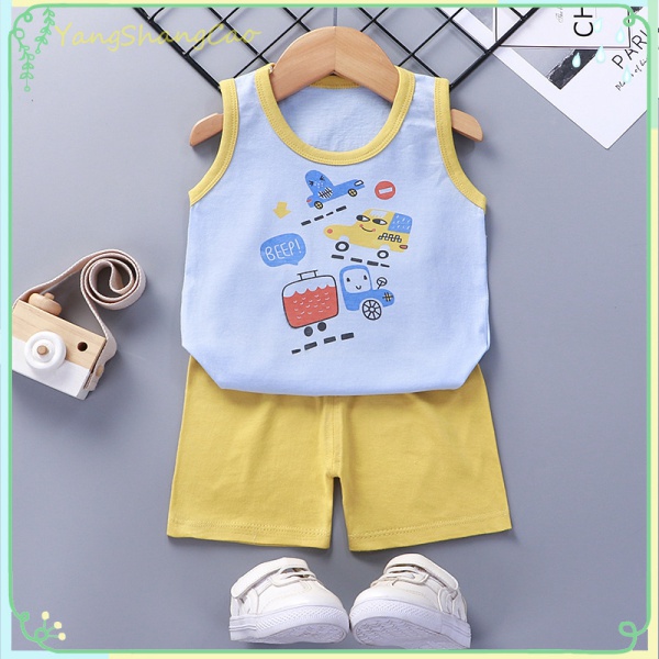 Bộ Quần Áo Gồm 2 Món Chất Liệu Cotton In Hình Hoạt Hình Dễ Thương Dành Cho Trẻ Nhỏ 0-6 Tuổi