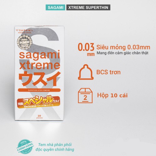 Bao cao su Sagami Xtreme SupperThin truyền nhiệt tăng cảm xúc chân thực chính hãng nhật bản
