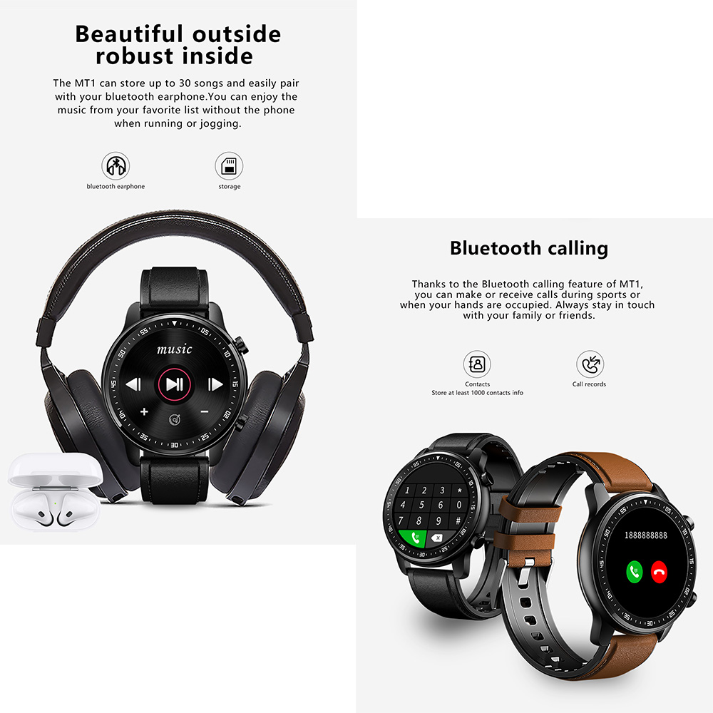 đồng Hồ Thông Minh MT1 Smart Watch Bluetooth Cuộc Gọi Hai Chiều Bộ Nhớ Cục Bộ Đồng Hồ Thể Thao Nhạc Chờ Lâu Vòng đeo Tay Thông Minh