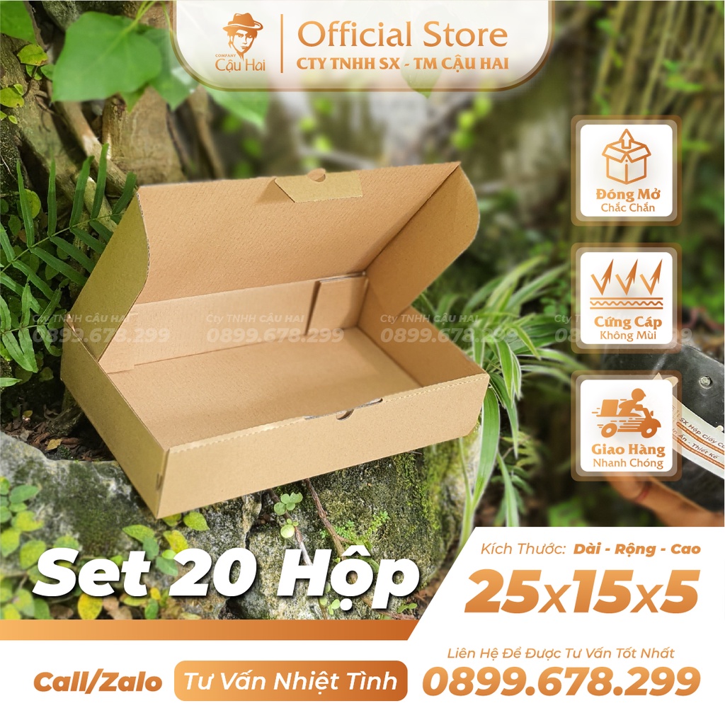 Set 20 hộp carton nắp GẬP 25x15x5