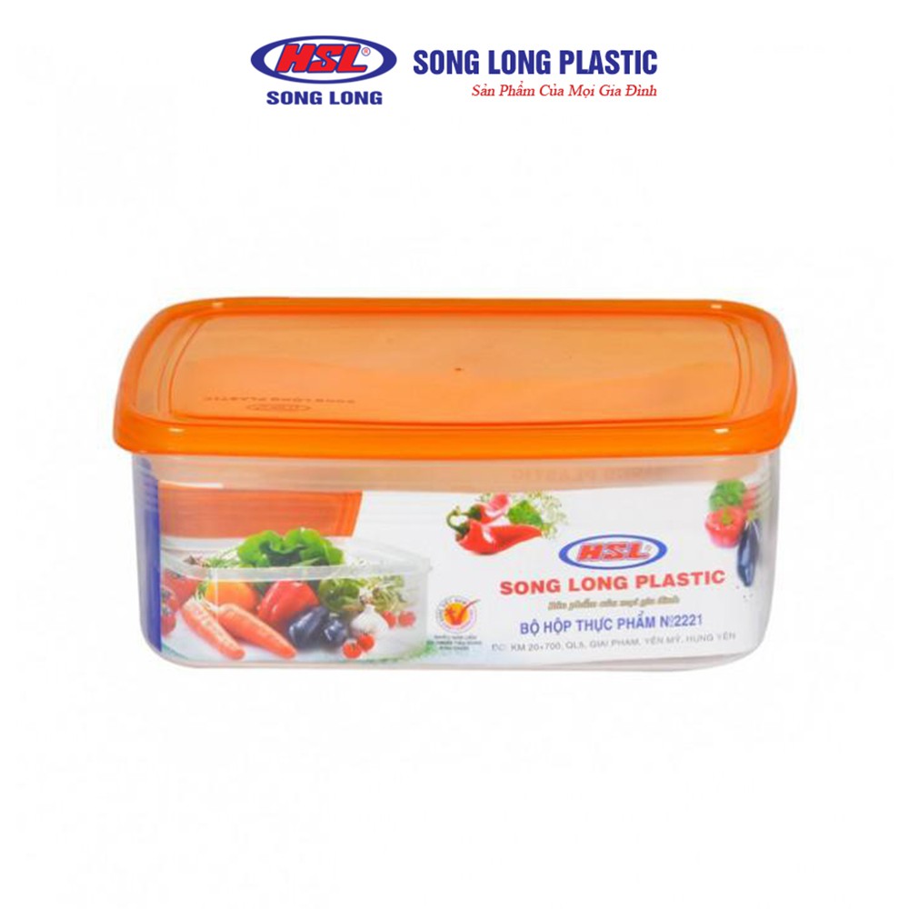 Bộ 3 hộp bảo quản thực phẩm nhựa 850ml, 1300ml, 2000ml Song Long Plastic hình bầu dục - 2221