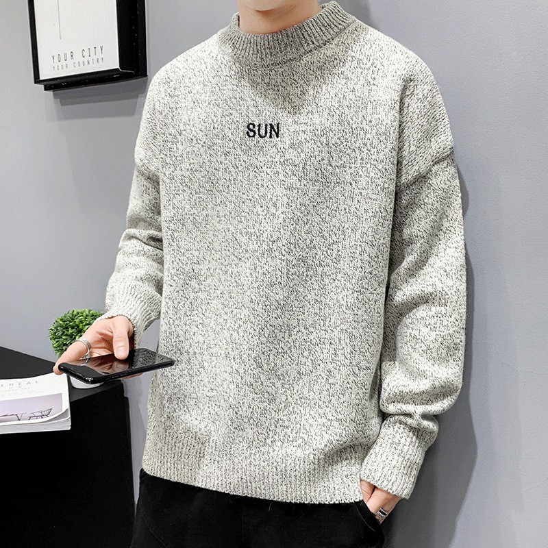 Áo Khoác Sweater Dệt Kim Dày Dáng Rộng Cổ Cao Kiểu Hàn Quốc Thời Trang Thu Đông Cho Nam