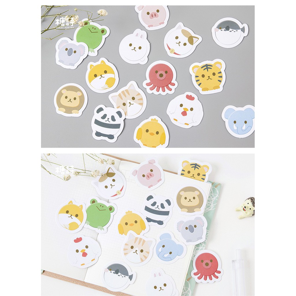 Bộ sticker/ Hình dán Hình Động Vật Xinh Xắn (45 Hình)