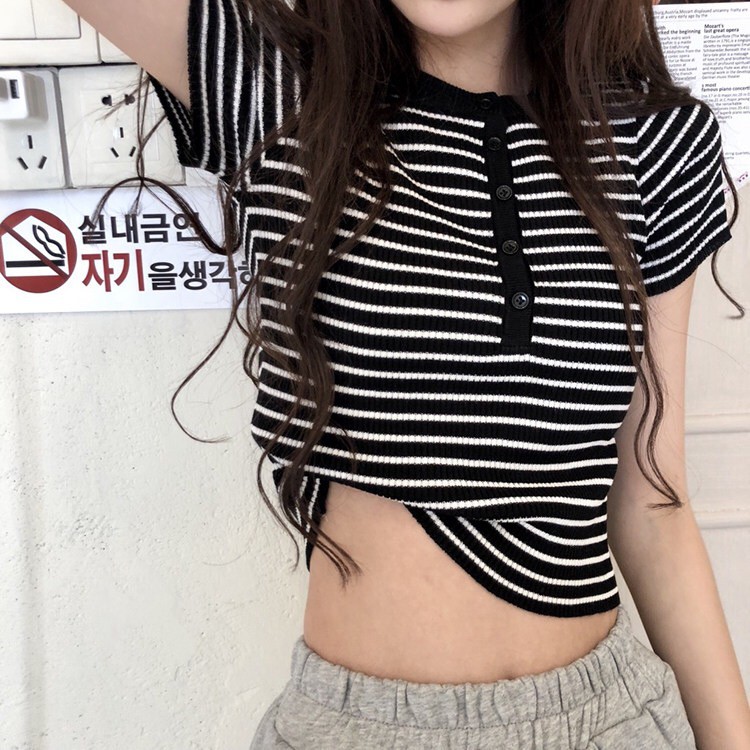 Áo croptop montagut co dãn Ulzzang Hàn Quốc order [Yannie]