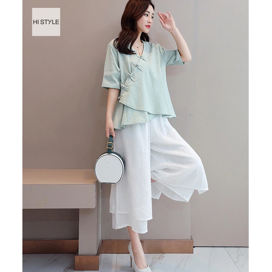 Áo somi Trung Hoa Hán Phục Cách Tân lỡ tay dáng rộng 100% Cotton cao cấp Thời Trang sơ mi  mùa Hè áo đi lễ freesize