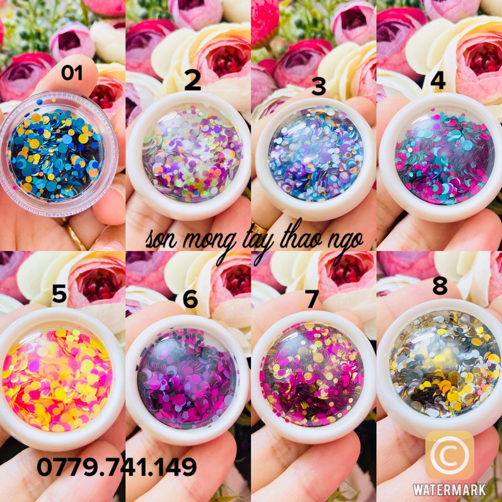 (hàng mới về) Kim tuyến tròn trang trí móng dành cho Nail siêu xinh 7k/1 hủ