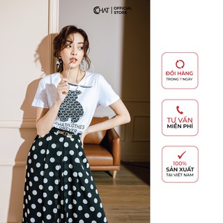 Chân váy hoạ tiết cạp phối dây xích CCHAT