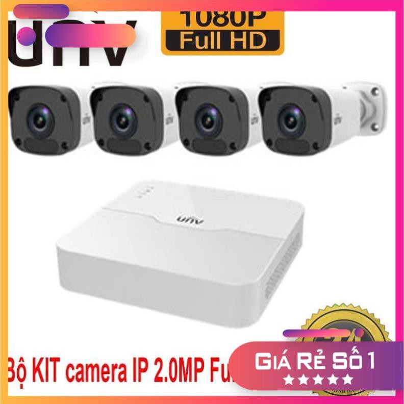 [Hàng chính hãng]  Bộ KIT 4 Camera UNV IP 2.0Mpx FULL HD 1080P gồm  ĐẦU GHI+ 4 CAM + Ổ CỨNG, 4 cổng POE dễ dàng lắp đặt