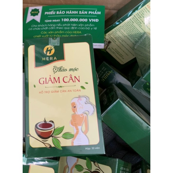 Trà giảm cân Hera plus hộp 30 viên+kèm phiếu bảo hành