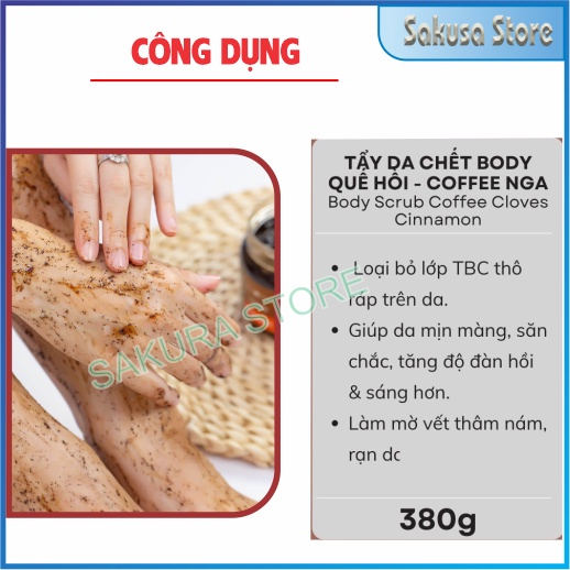 Tẩy tế bào chết body quế hồi cà phê Nga hãng Bilena mẫu mới 380g kem tẩy tế bào chết giúp dưỡng ẩm trắng sáng