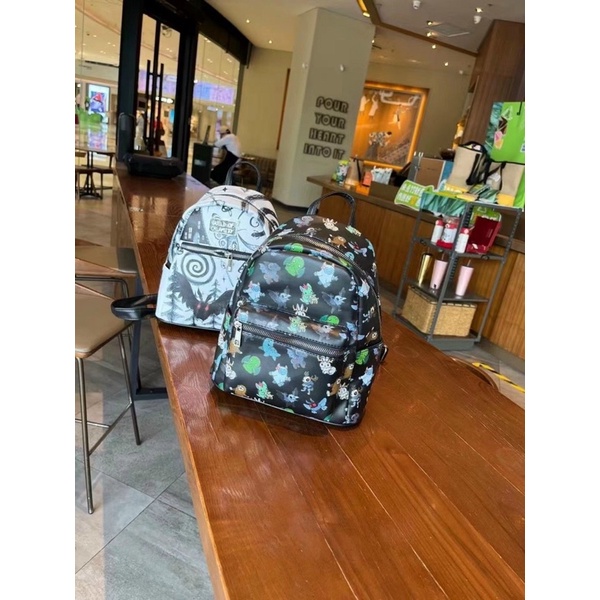 TNS-Balo mini form vuông hottrend xuất Âu hoạ tiết graffiti siêu cá tính-chất da cao cấp-màu đen và trắng classic