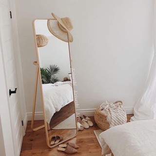 Gương bo góc khung gỗ decor