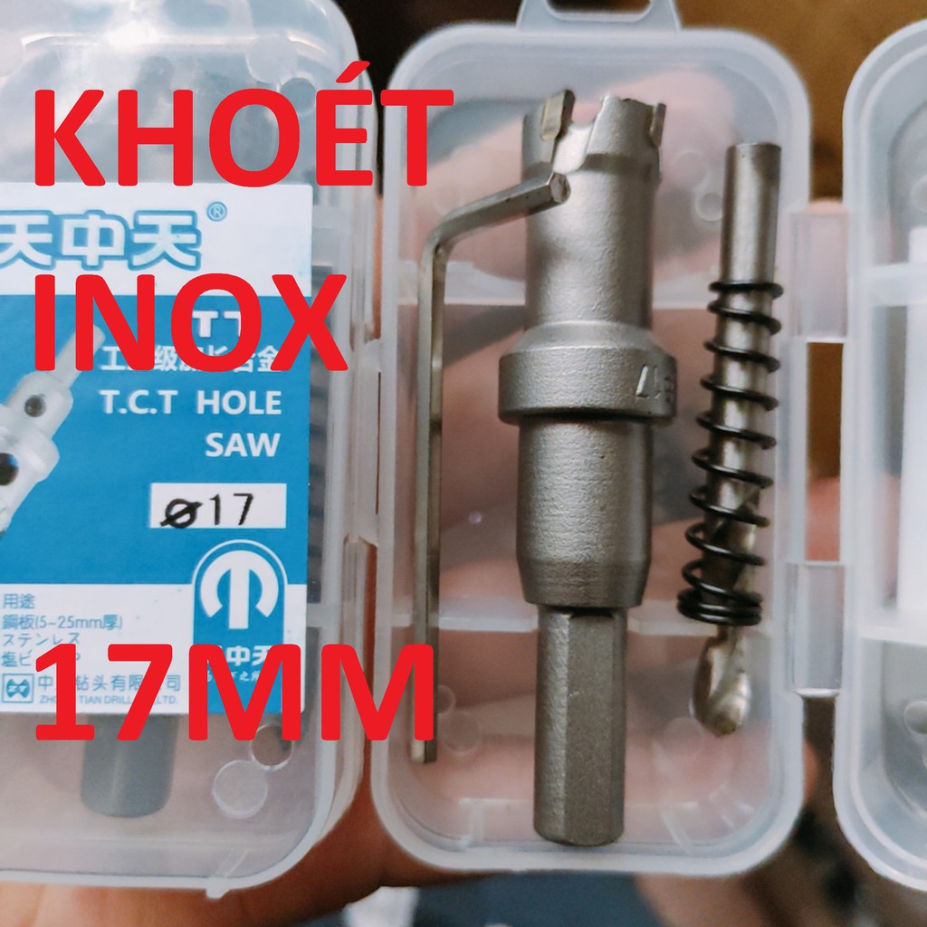 Mũi khoét inox 17 , sắt đầu hợp kim công nghệ Đức Loại 1, mũi khoét kim loại 17mm