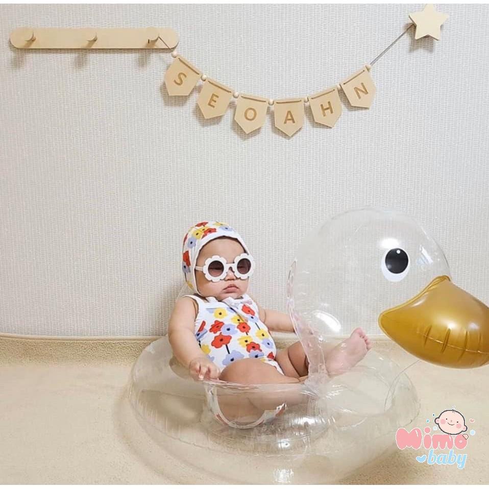 Phao Bơi Bơm Hơi Hình Chú Vịt Trong Suốt Dành Cho Bé Vui Chơi