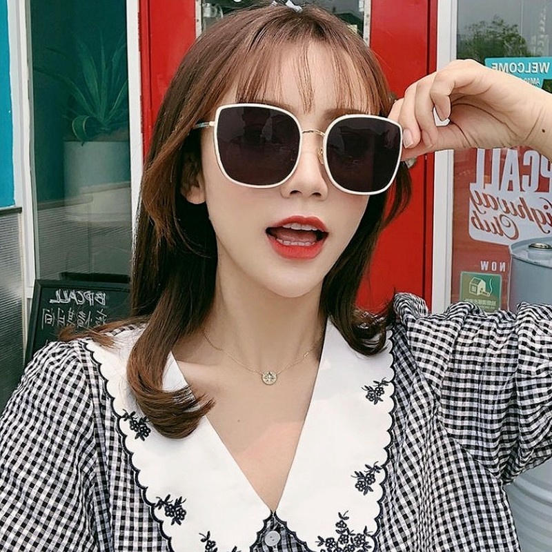 Kính mát gọng vuông bản rộng chống bức xạ phong cách Hàn Quốc cổ điển thời trang