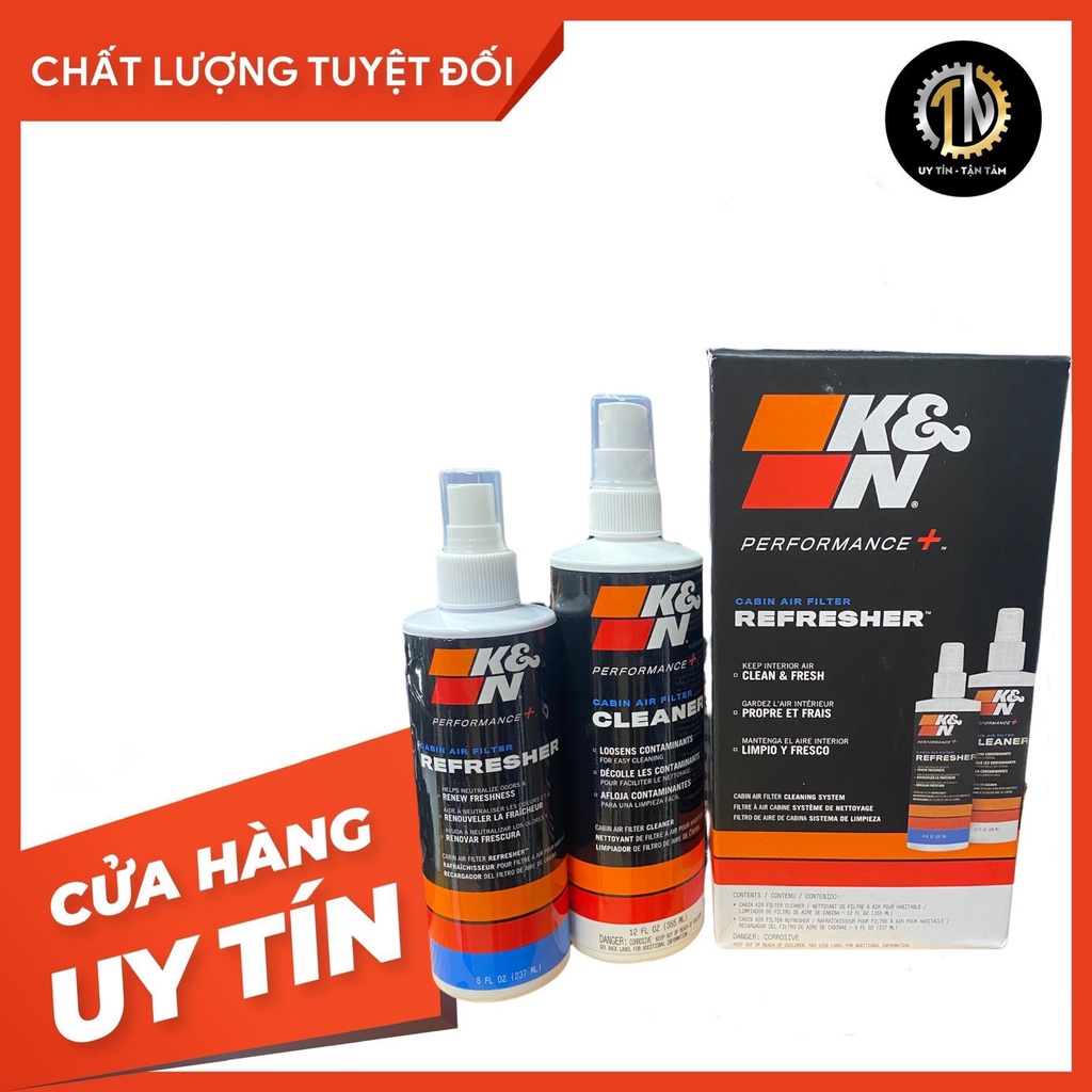 Bộ vệ sinh lọc gió máy lạnh K&amp;N dạng xịt cho xe ô tô hàng chính hãng