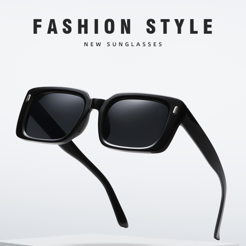 (KIQI-FASHION) COD Kính Mát Gọng Vuông Nhỏ Chống Tia Uv400 Phong Cách Hip Hop Thời Trang Cho Nam Và Nữ