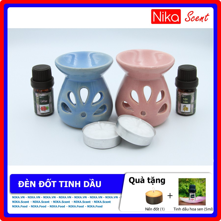 Nikascent Đèn đốt tinh dầu gốm sứ (cơ bản) khử mùi, thơm phòng, thư giãn