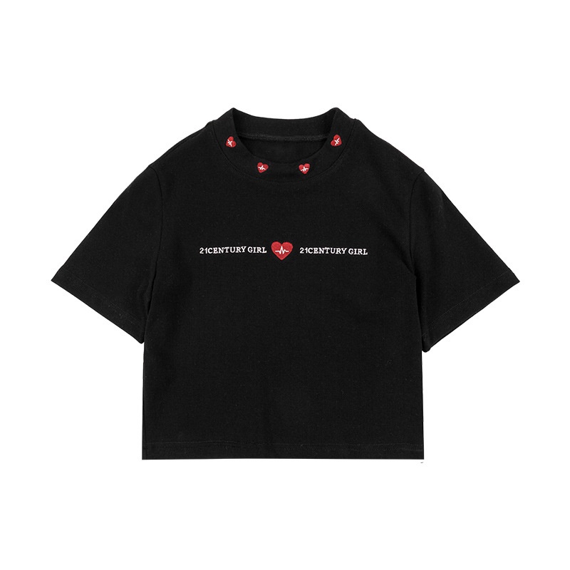 Áo Thun Croptop Tay Ngắn Dáng Ôm Thêu Chữ Thời Trang Cho Nữ
