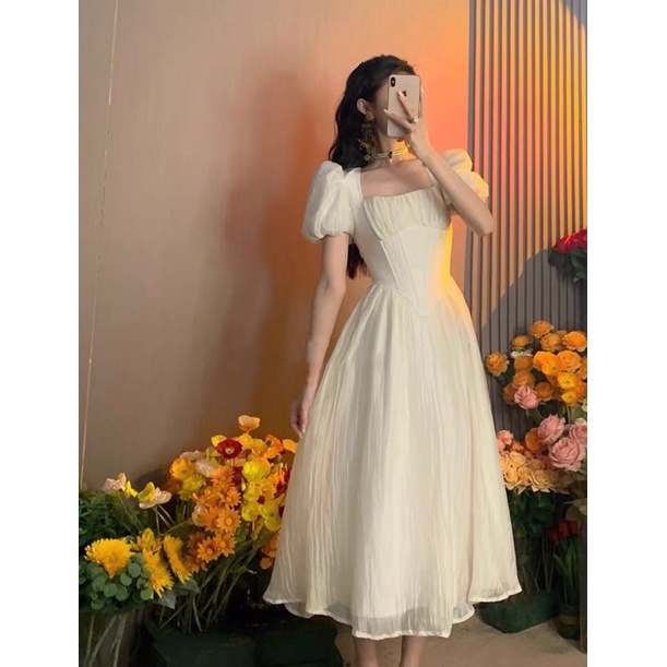 Váy tơ nhăn dáng dài đẹp