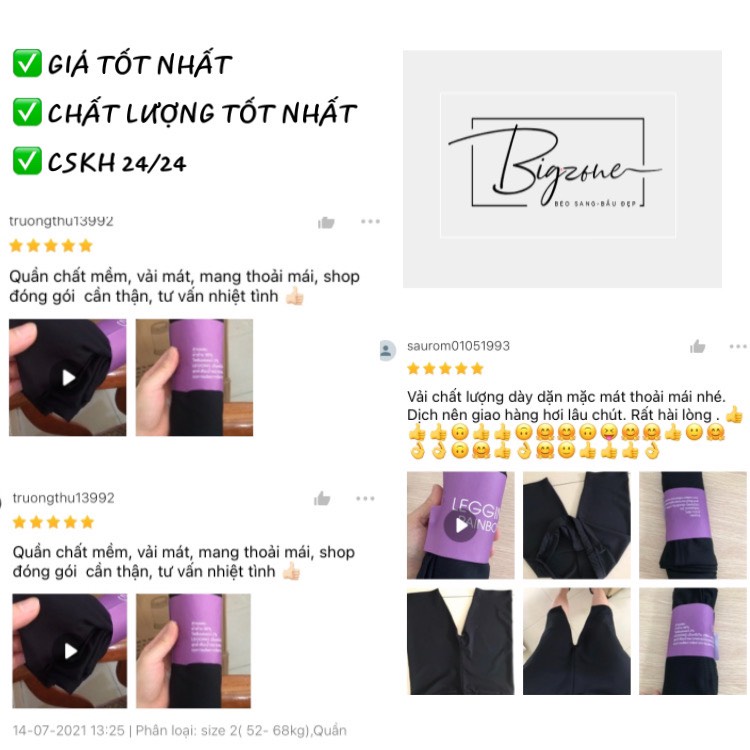 Quần Legging Đùi Dài Nâng Mông Cạp Cao Siêu Hot Siêu Co Giãn Loại 1 Bigsize Đến 80kg
