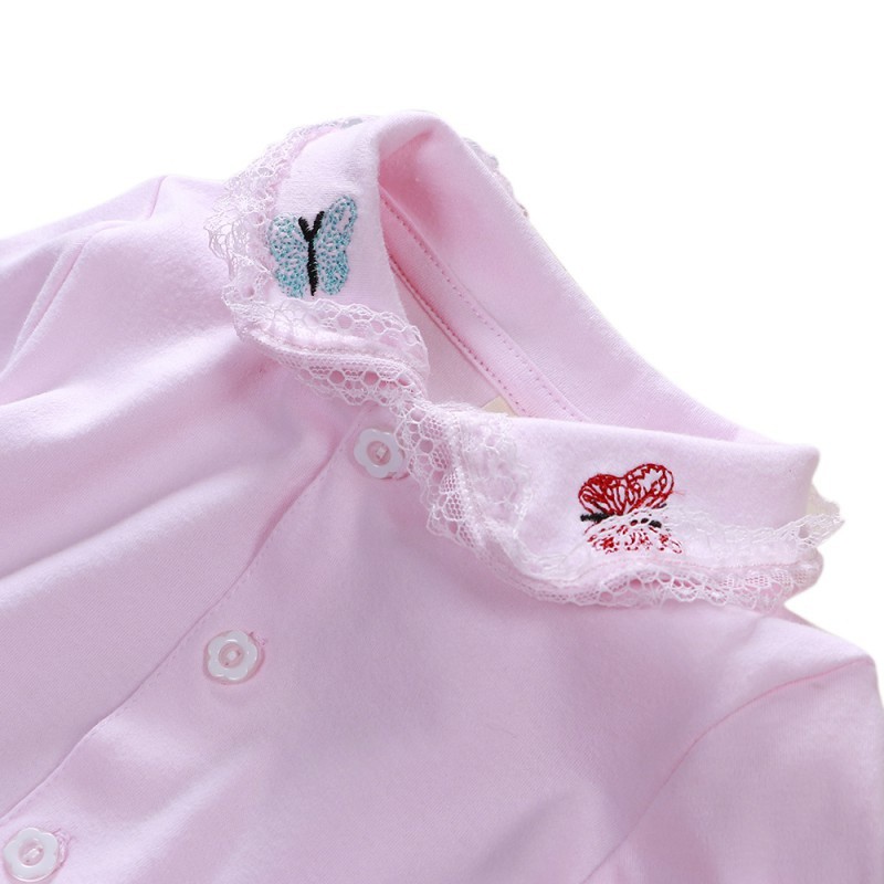 Áo cotton tay dài màu trơn cho bé gái